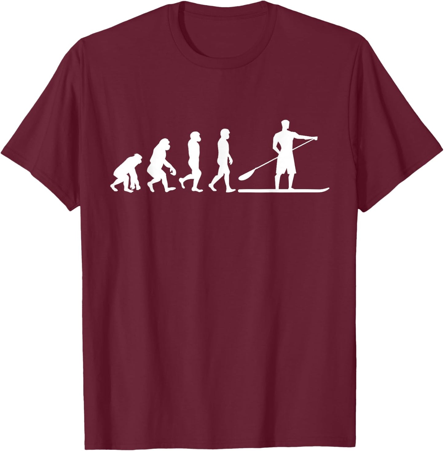 Stand Up Paddleboarder Evolution Gift SUP T-Shirt - T-Shirt | Maroon