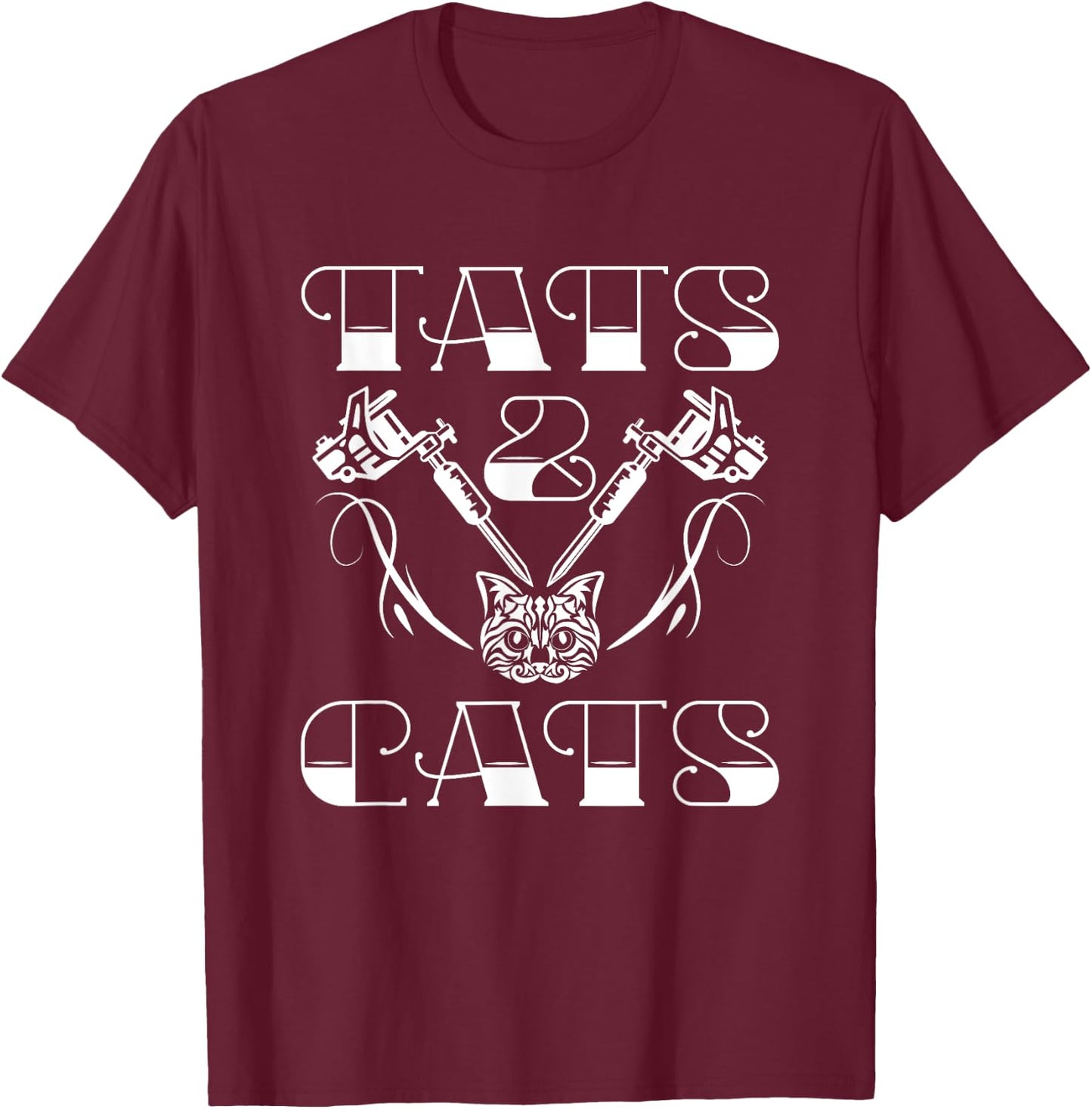 Tats And Cats Tattoo T-Shirt - T-Shirt | Maroon