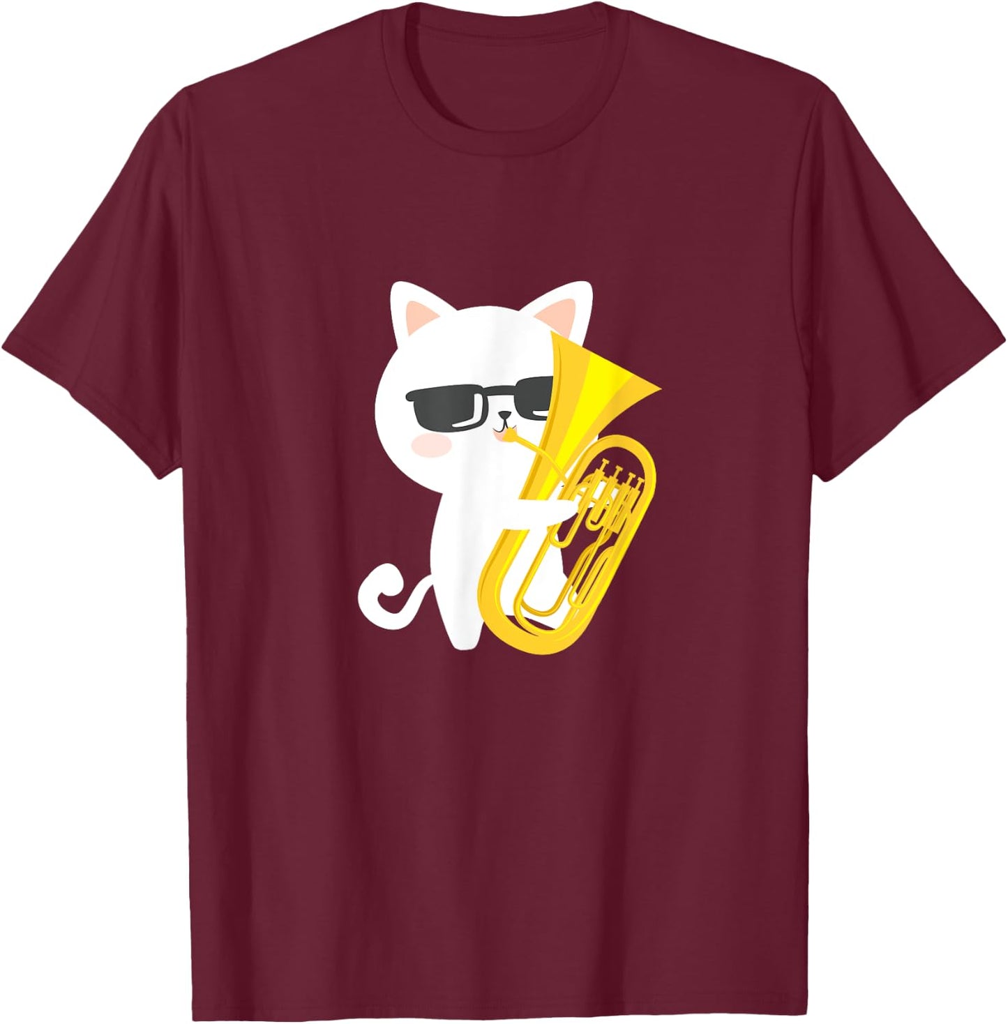 Baritone Cat Cute Baritone Euphonium Player Cat Owner Kawaii Women Girls Kids T-Shirt - T-Shirt | Maroon