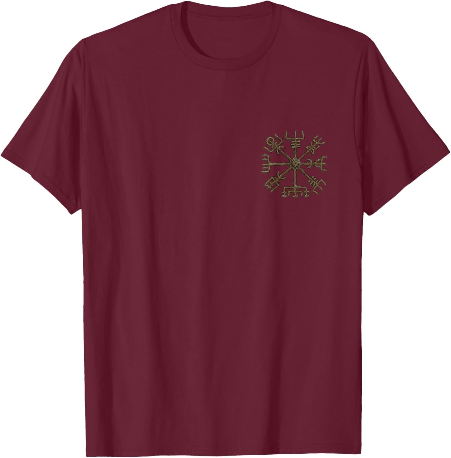 Vegvisir, Viking, Rune Circle, Nordic, Symbol, Odin, Thor T-Shirt - T-Shirt | Maroon