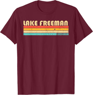 LAKE FREEMAN INDIANA Funny Fishing Camping Summer T-Shirt - T-Shirt | Maroon