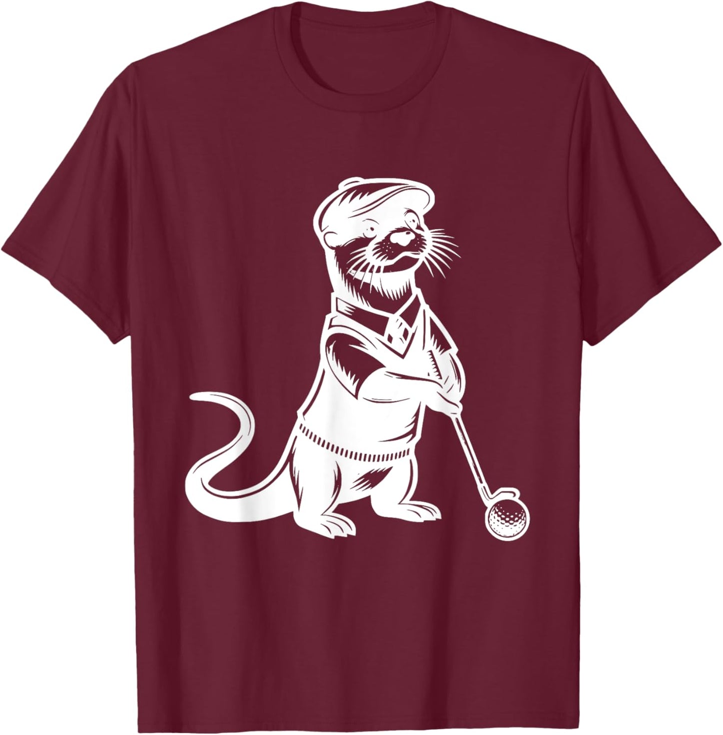 Otter Golf Funny Golfer Golfing Sports T-Shirt - T-Shirt | Maroon