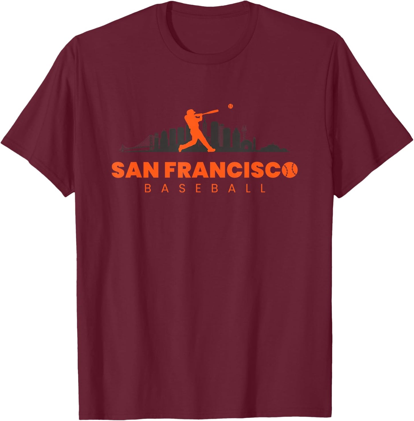 San Francisco Baseball Minimalist Vintage Baseball Lover T-Shirt - T-Shirt | Maroon