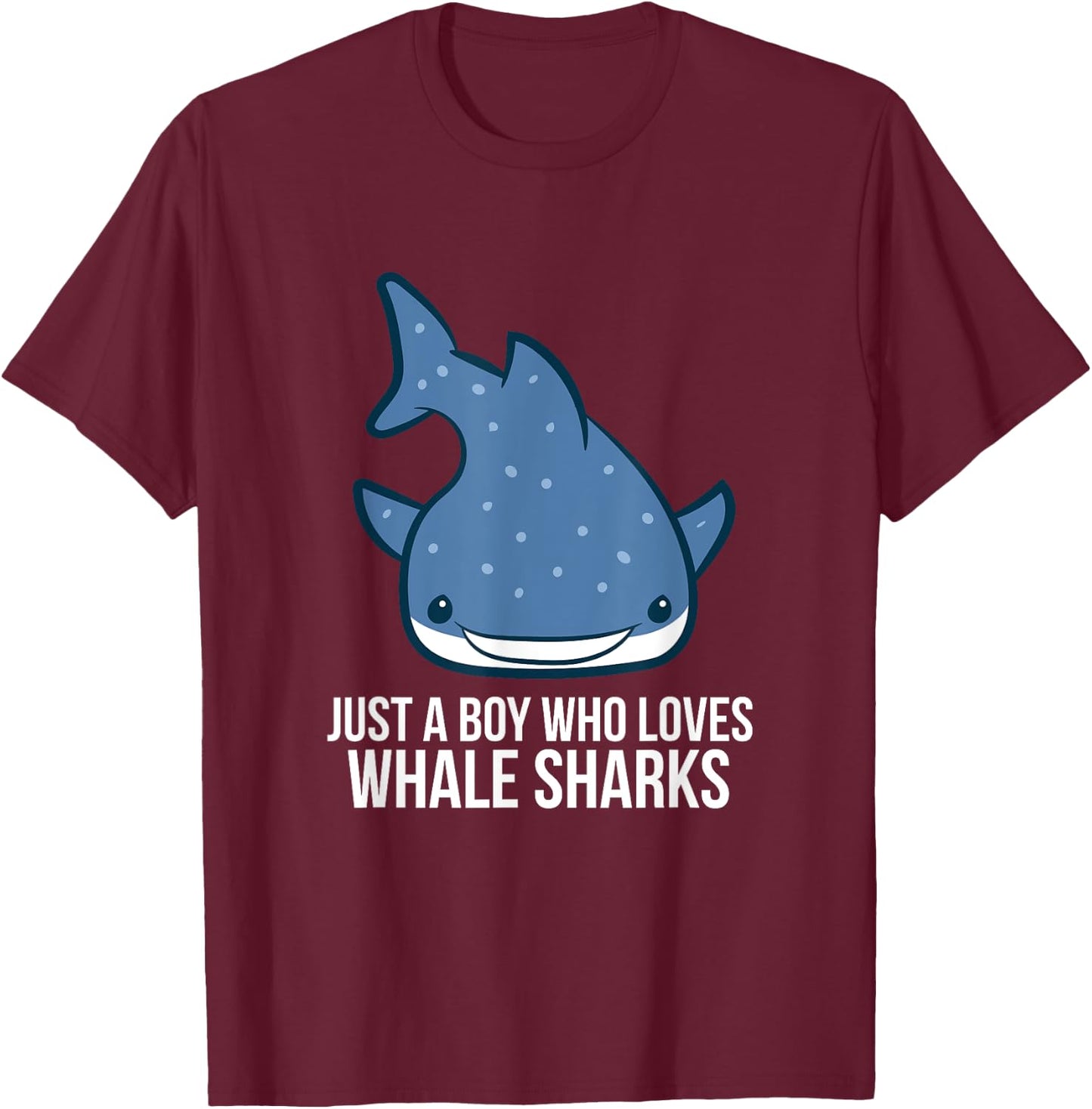 Just a Boy Who Loves Whale Sharks Cute Whale Shark T-Shirt - T-Shirt | Maroon