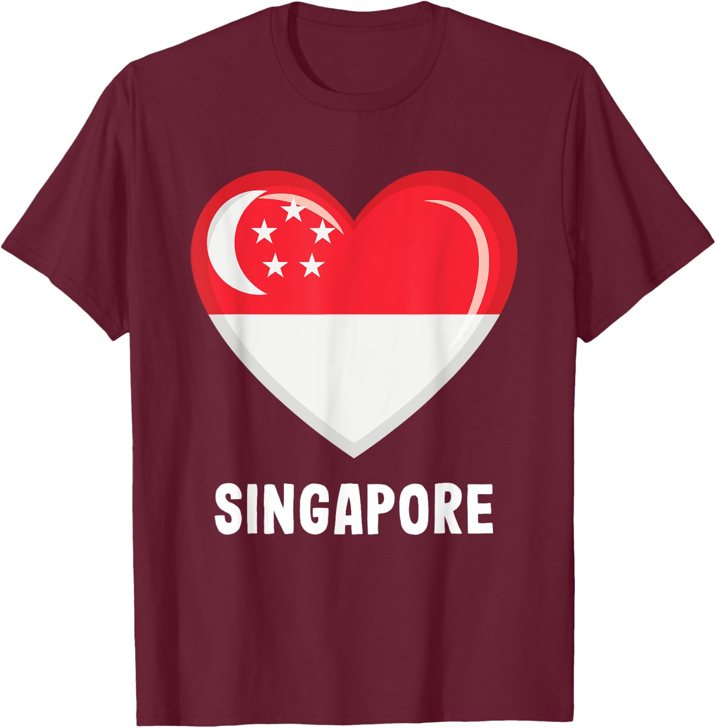 Singapore Singapore Flag T-Shirt - T-Shirt | Maroon