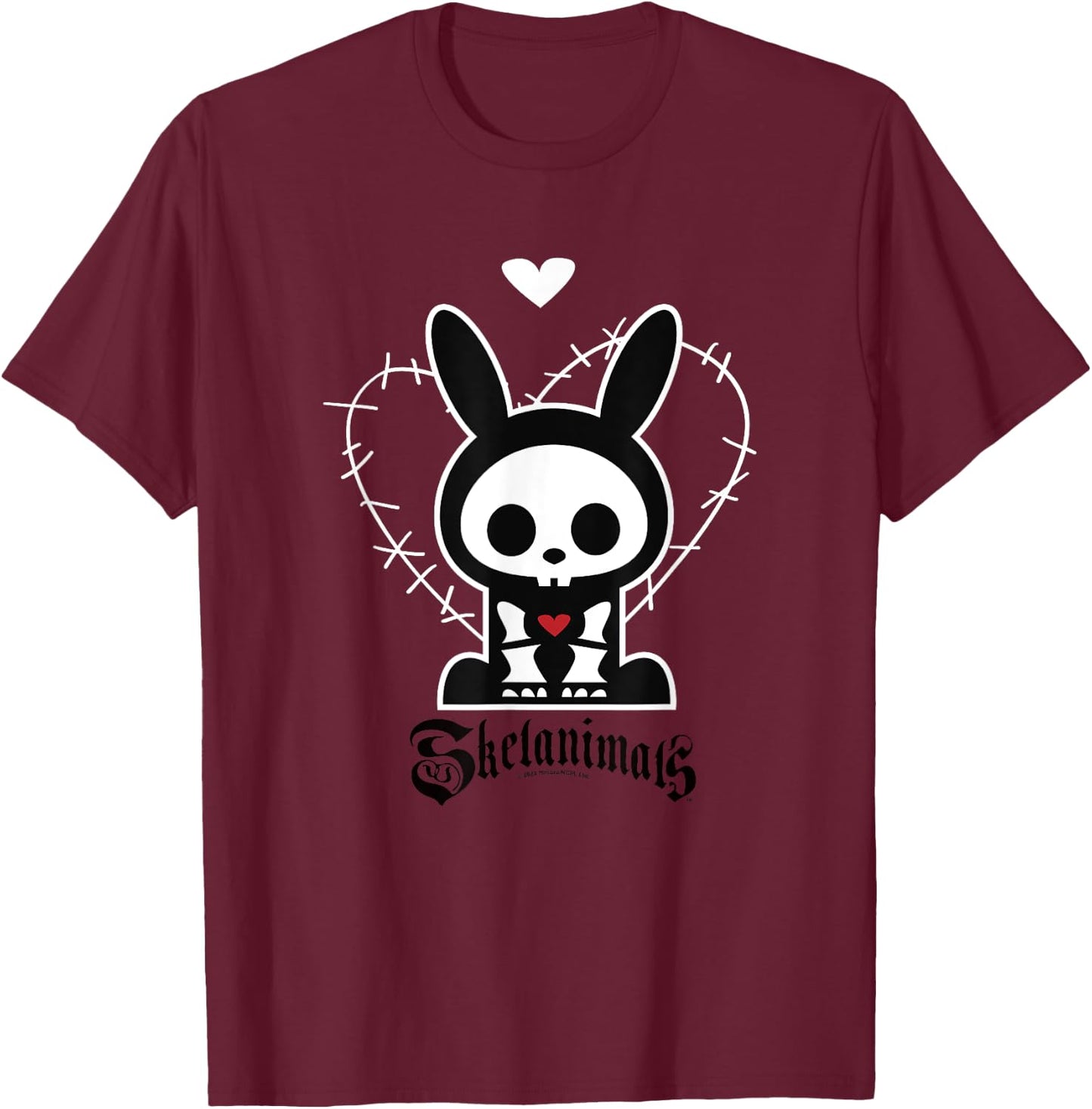 Skelanimals Stitched Vintage Jack Rabbit Heart Frame Logo T-Shirt - T-Shirt | Maroon