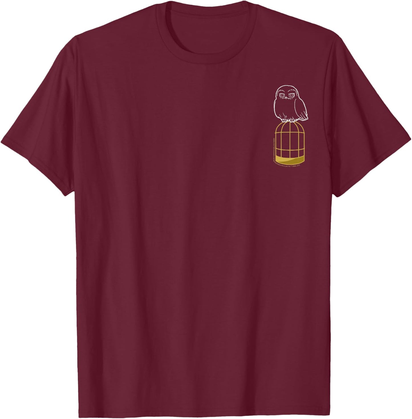 Harry Potter Hedwig Cage Left Chest Outline T-Shirt - T-Shirt | Maroon