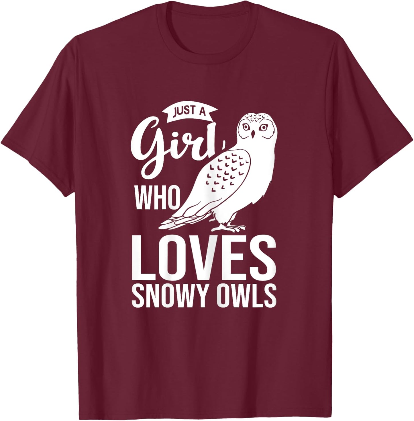 Snowy Owl Bird Animal T-Shirt - T-Shirt | Maroon