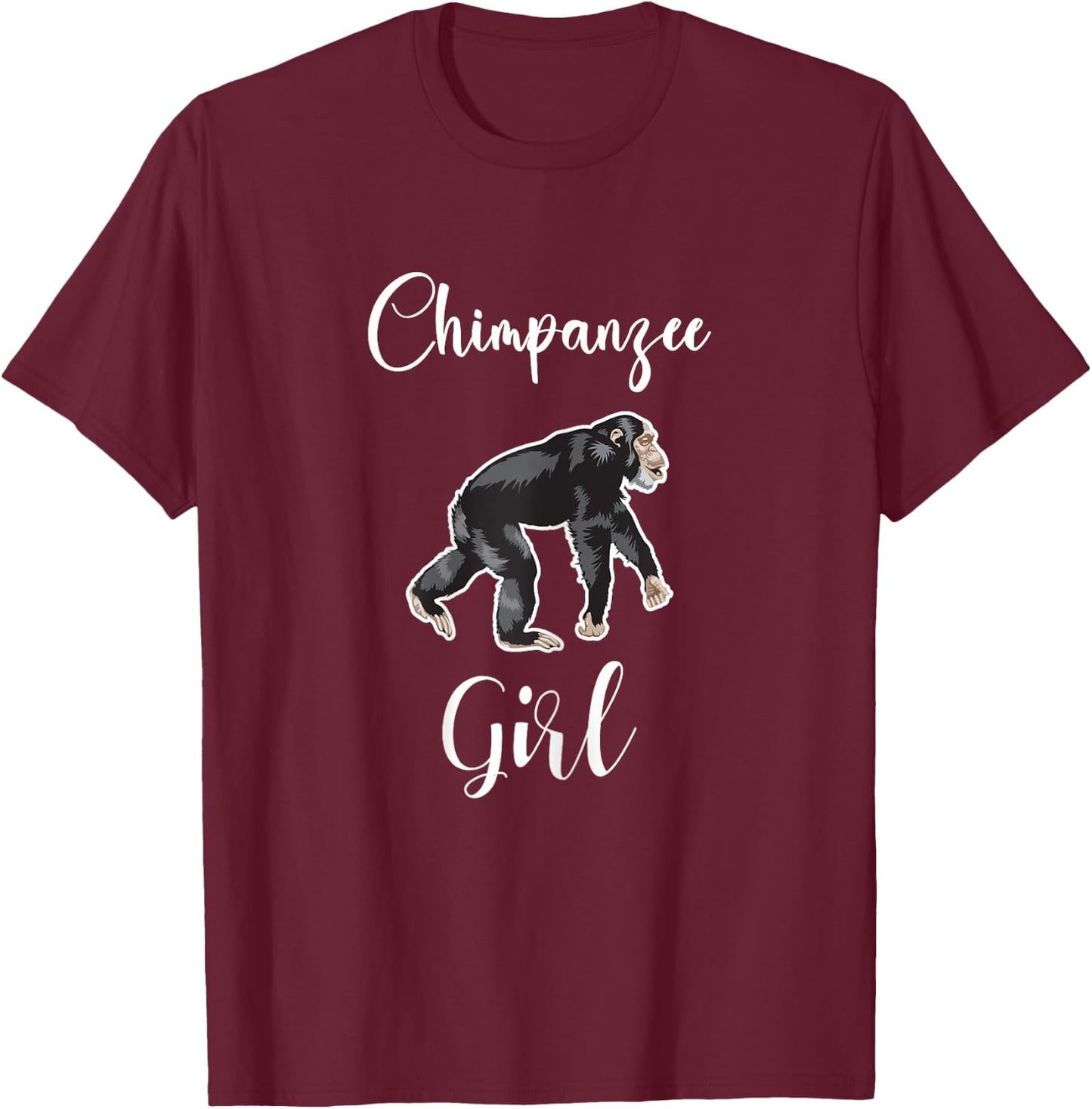 Chimpanzee Girl Shirt Monkey Chimpanzee Lover I Love Chimps T-Shirt - T-Shirt | Maroon