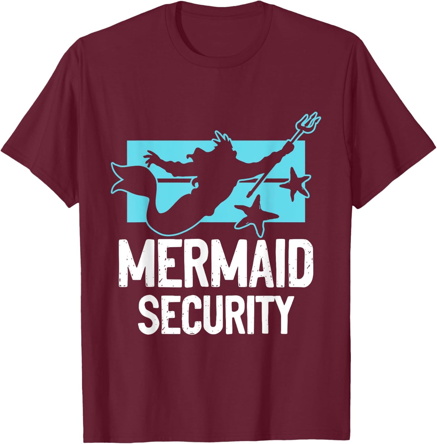 Mermaid Security - Merman Mermaid Party Swimming Sea Waves T-Shirt - T-Shirt | Maroon