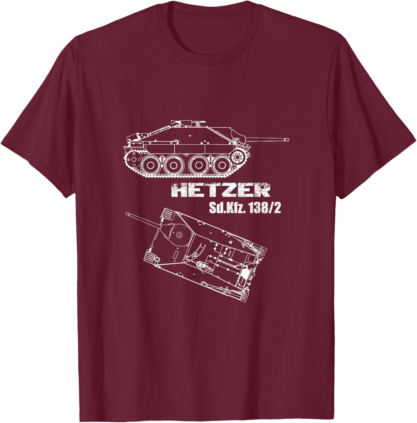 Tank destroyer Hetzer Sd.Kfz. 138/2 German Wehrmacht WW 2 T-Shirt - T-Shirt | Maroon