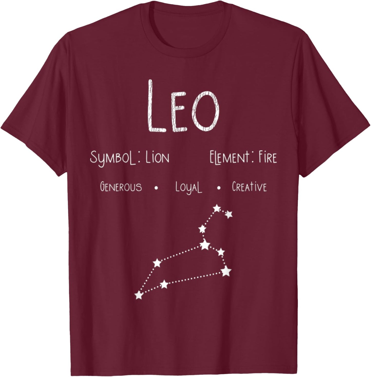 Vintage Distressed Leo Symbol Zodiac Sign Birthday Gift T-Shirt - T-Shirt | Maroon