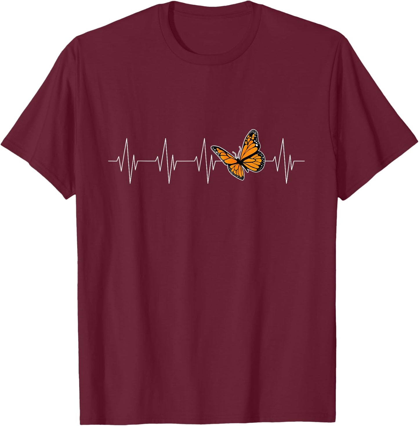 Monarch Butterflies Heartbeat, Cute Milkweed Butterfly Lover T-Shirt - T-Shirt | Maroon