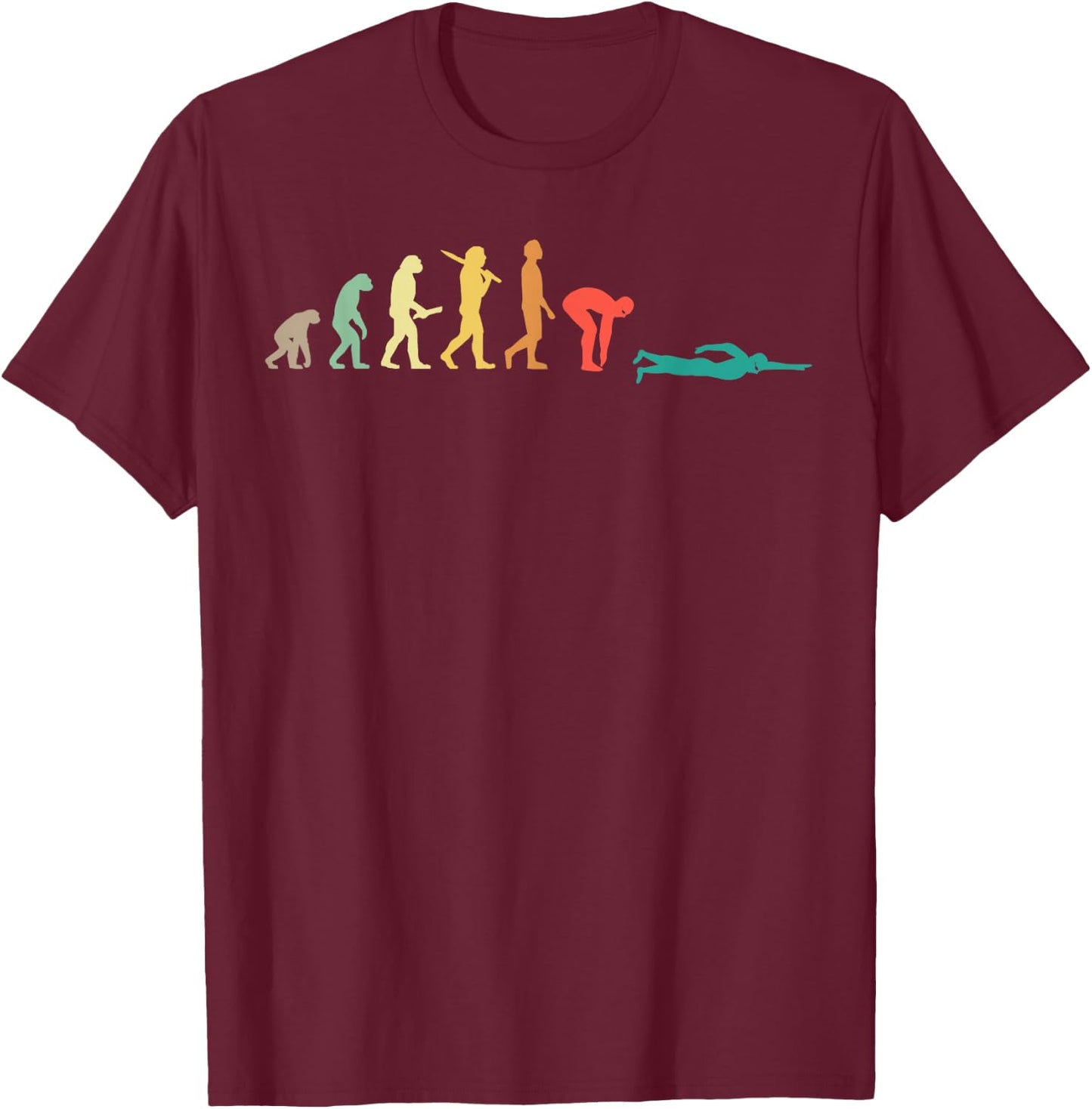 Retro Swimming Evolution Gift Swimmers Small T-Shirt - T-Shirt | Maroon