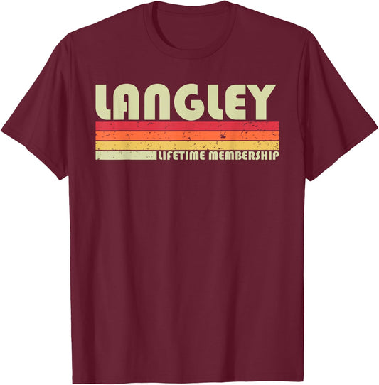 LANGLEY Surname Funny Retro Vintage 80s 90s Birthday Reunion T-Shirt - T-Shirt | Maroon