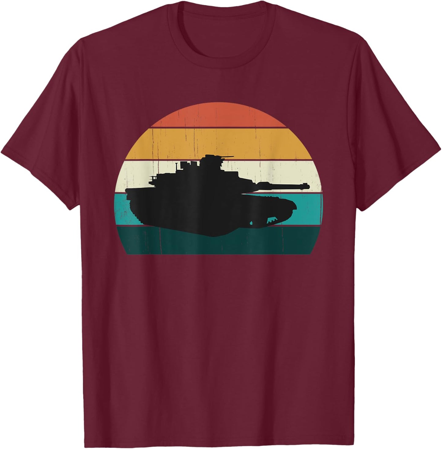 Vintage Abrams M1 - Retro Sunset American Main Battle Tank T-Shirt - T-Shirt | Maroon