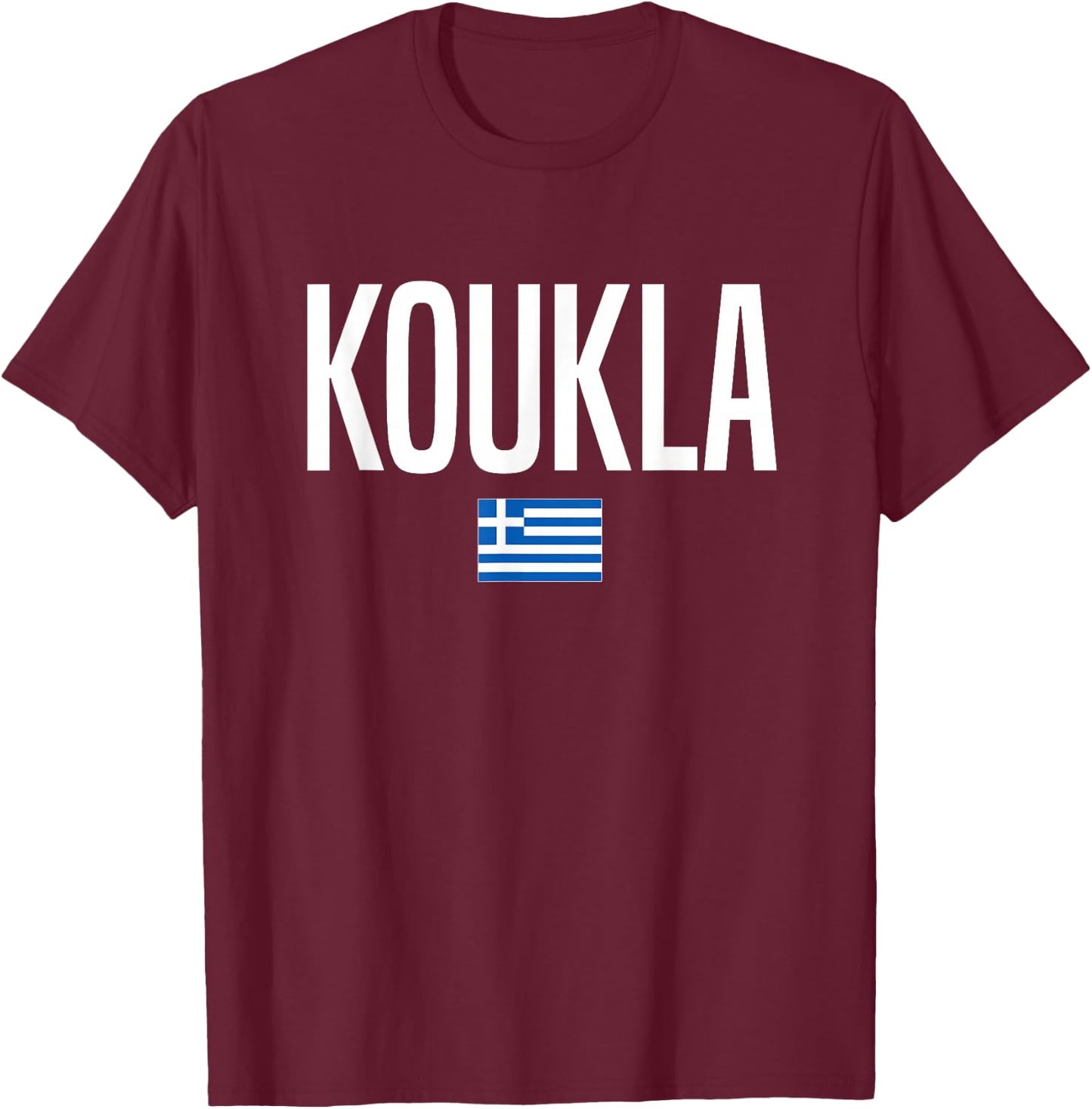 Greek Phrases Gifts Co. Koukla in Greek Greece - -Adults, Black, Small, Short Sleeve, Crew Collar, Modern, Quick Dry, Spring T-Shirt - T-Shirt | Maroon