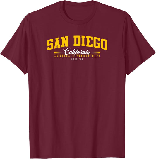San Diego California America's Finest City 619 858 760 T-Shirt - T-Shirt | Maroon