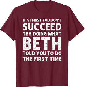 BETH Name Personalized Birthday Funny Christmas Joke T-Shirt - T-Shirt | Maroon