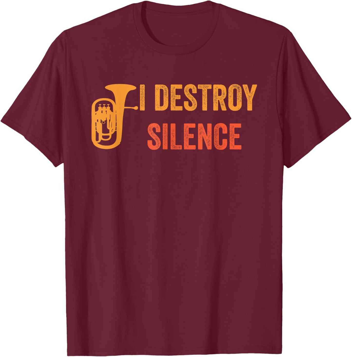 Euphonium Retro Vintage -Adults Black Small Classic Fit Pull On Letter Print Music T-Shirt - T-Shirt | Maroon