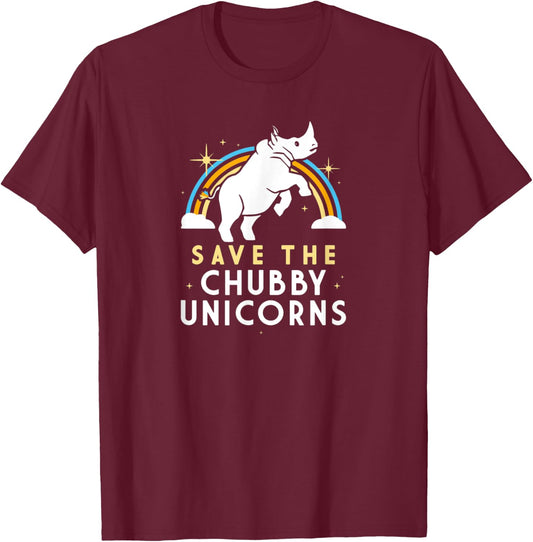 Save The Chubby Unicorns vintage look- retro rainbow gifts T-Shirt - T-Shirt | Maroon