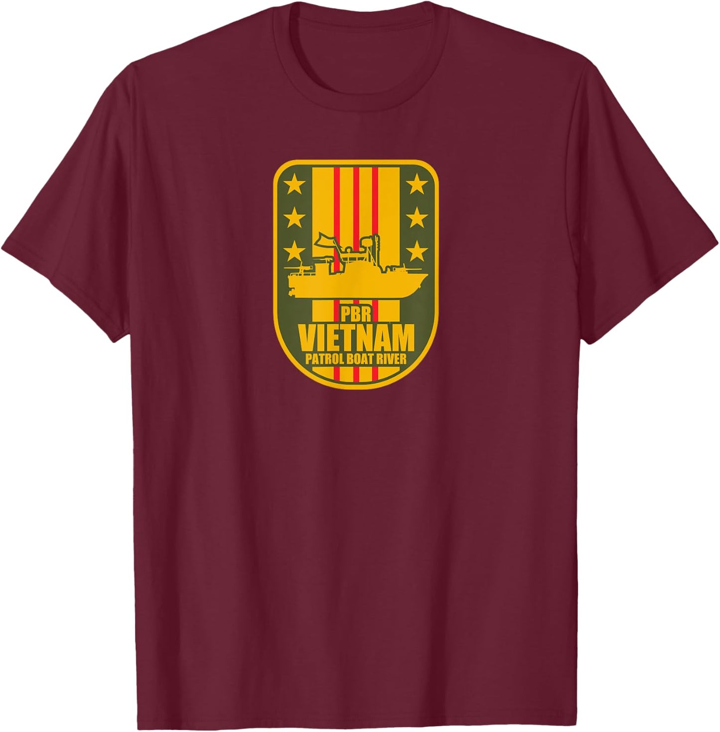 PBR Patrol Boat River Vietnam Patch T-Shirt - T-Shirt | Maroon