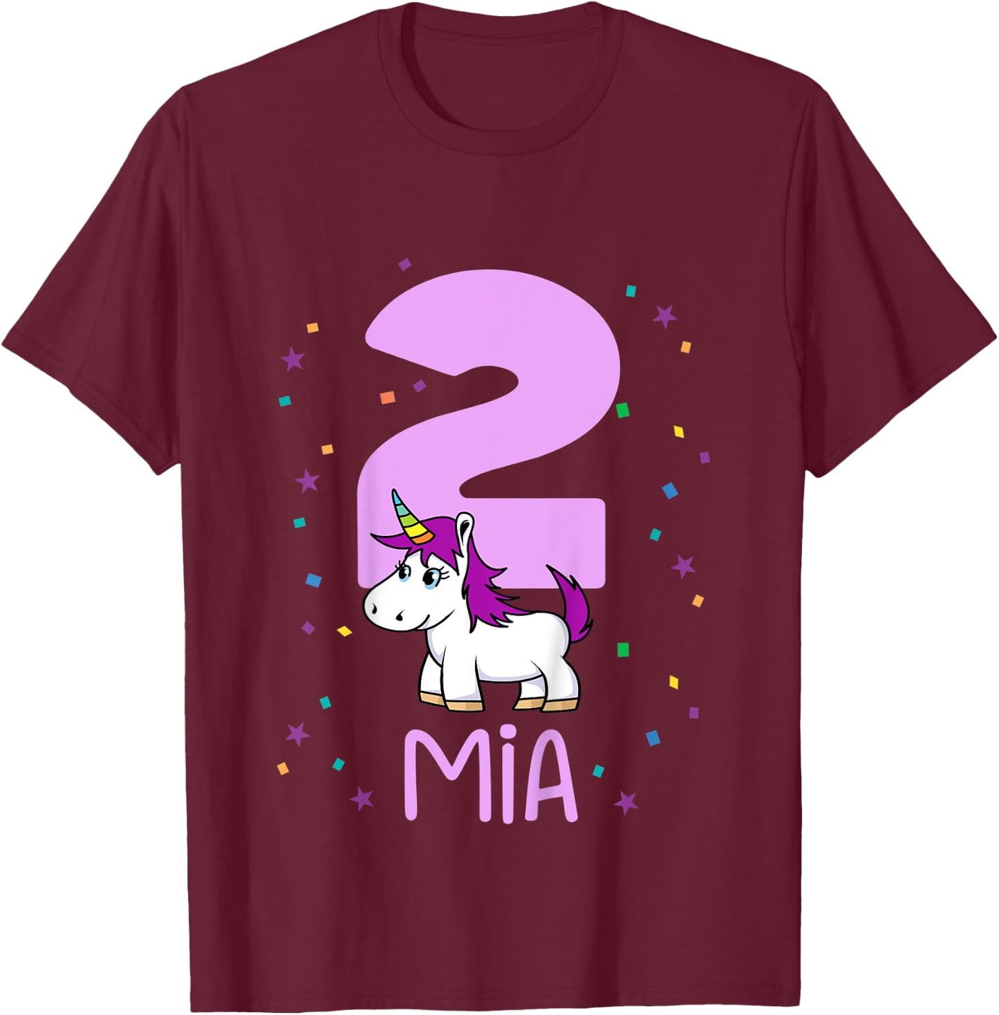 Kids I am 2 years and my name is Mia T-Shirt - T-Shirt | Maroon