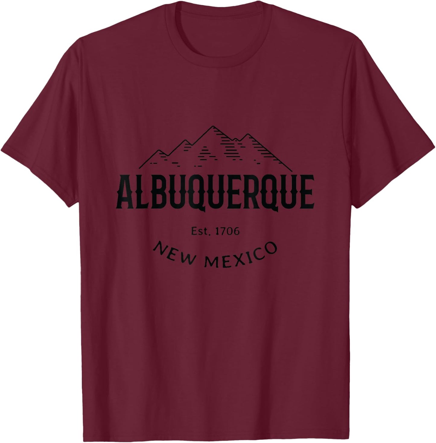 Original Albuquerque New Mexico Mountains Graphic Design T-Shirt - T-Shirt | Maroon