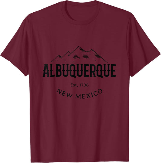 Original Albuquerque New Mexico Mountains Graphic Design T-Shirt - T-Shirt | Maroon