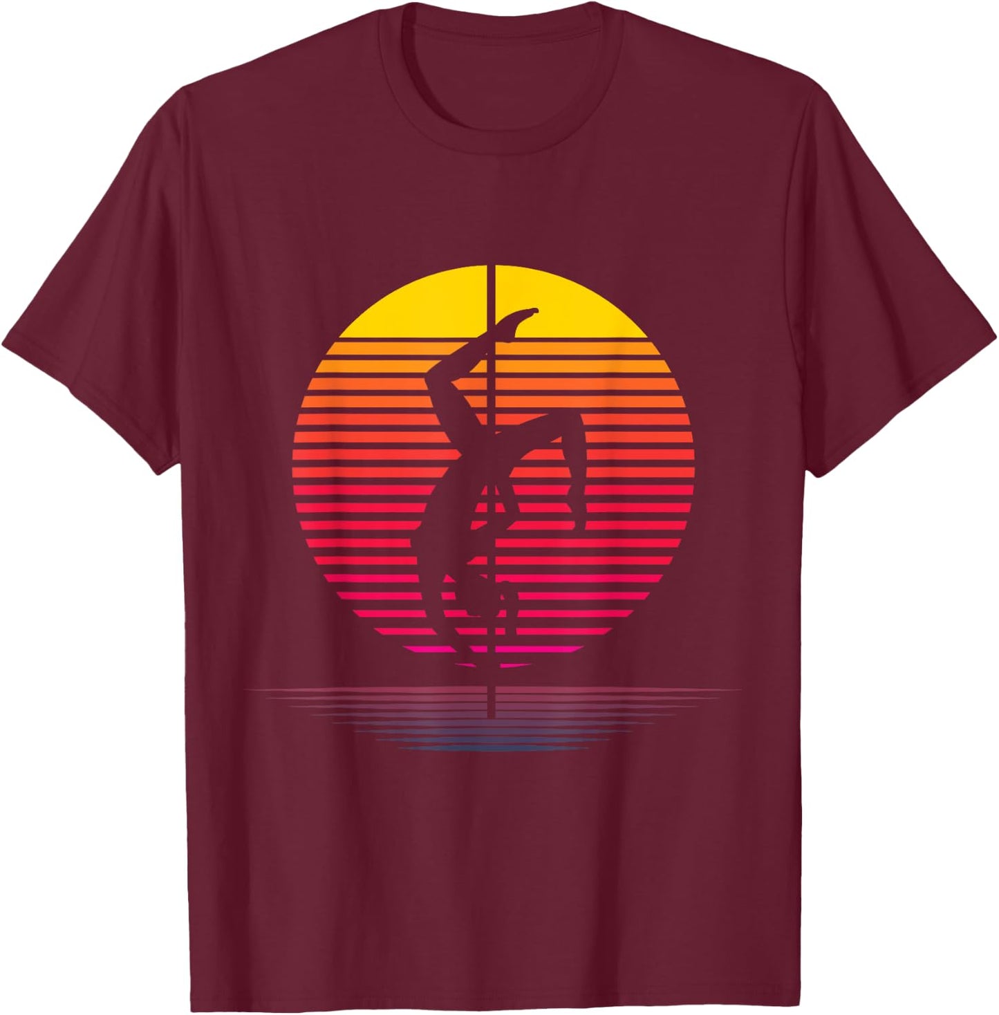 Proud Poledancing Gifts Retro Pole Dancing Silhouette - Women's Black Small Classic Fit Short Sleeve T-Shirt - T-Shirt | Maroon