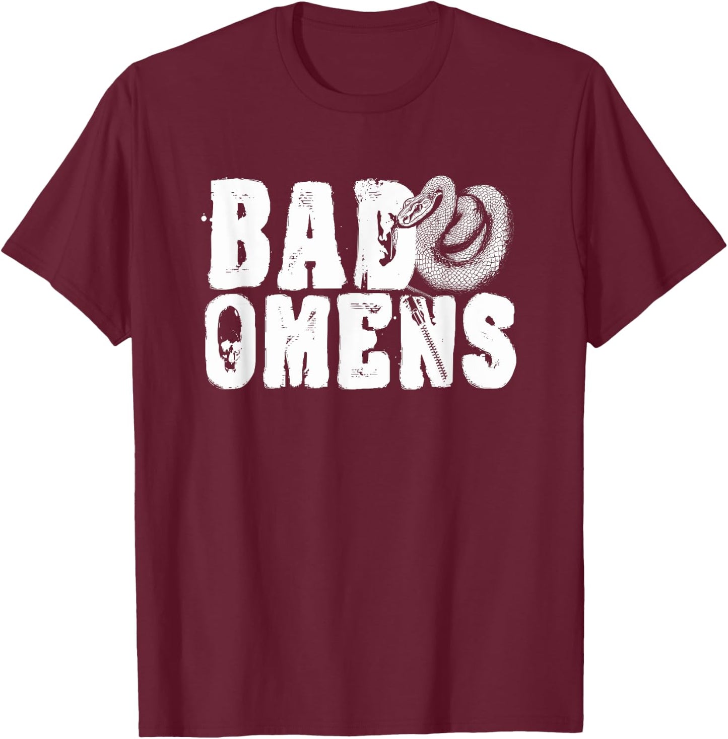 Bad Omens Snake Grunge Goth Snake Bad Omens T-Shirt - T-Shirt | Maroon