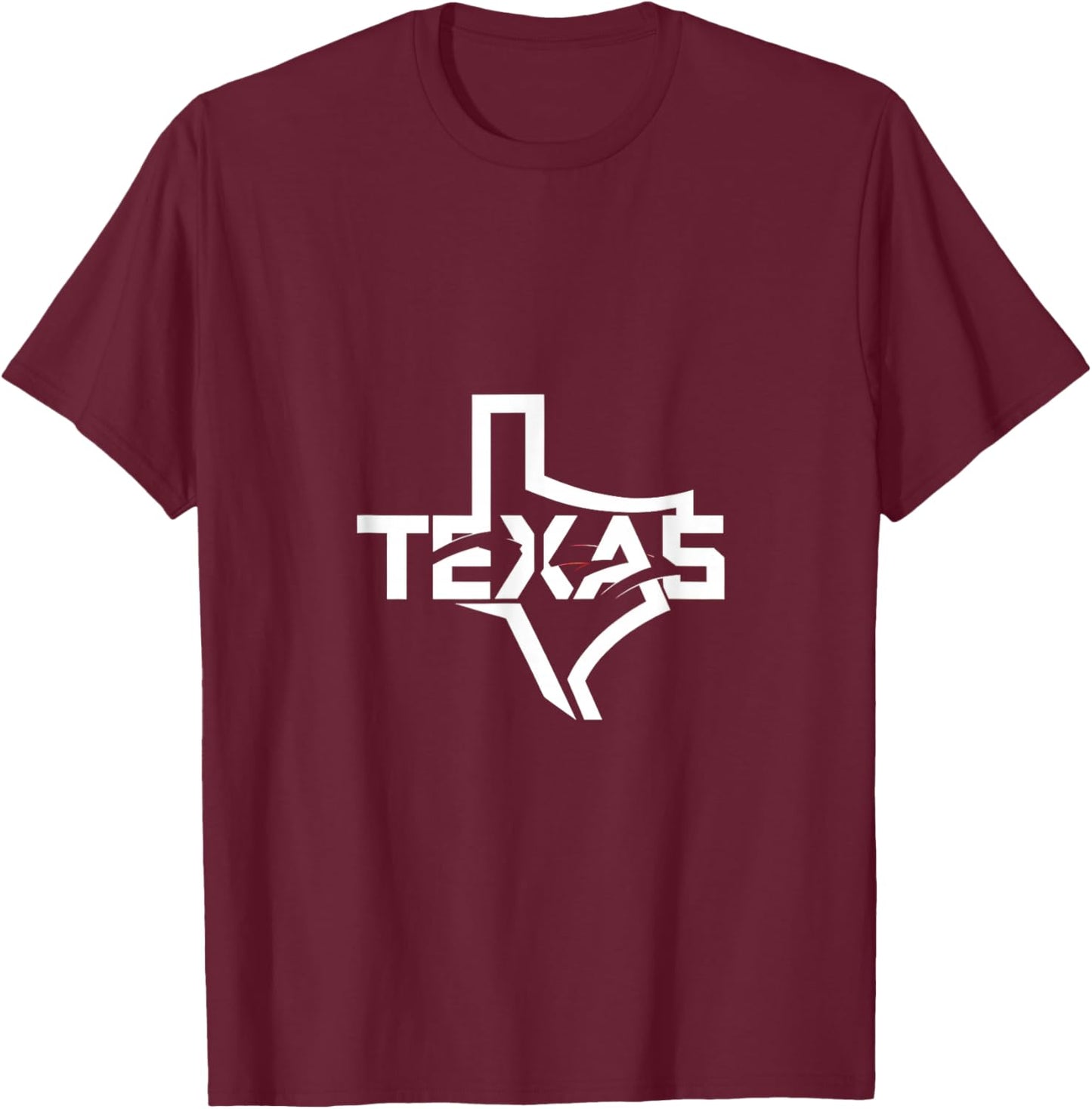 Map of Texas in a Stylized Font T-Shirt - T-Shirt | Maroon