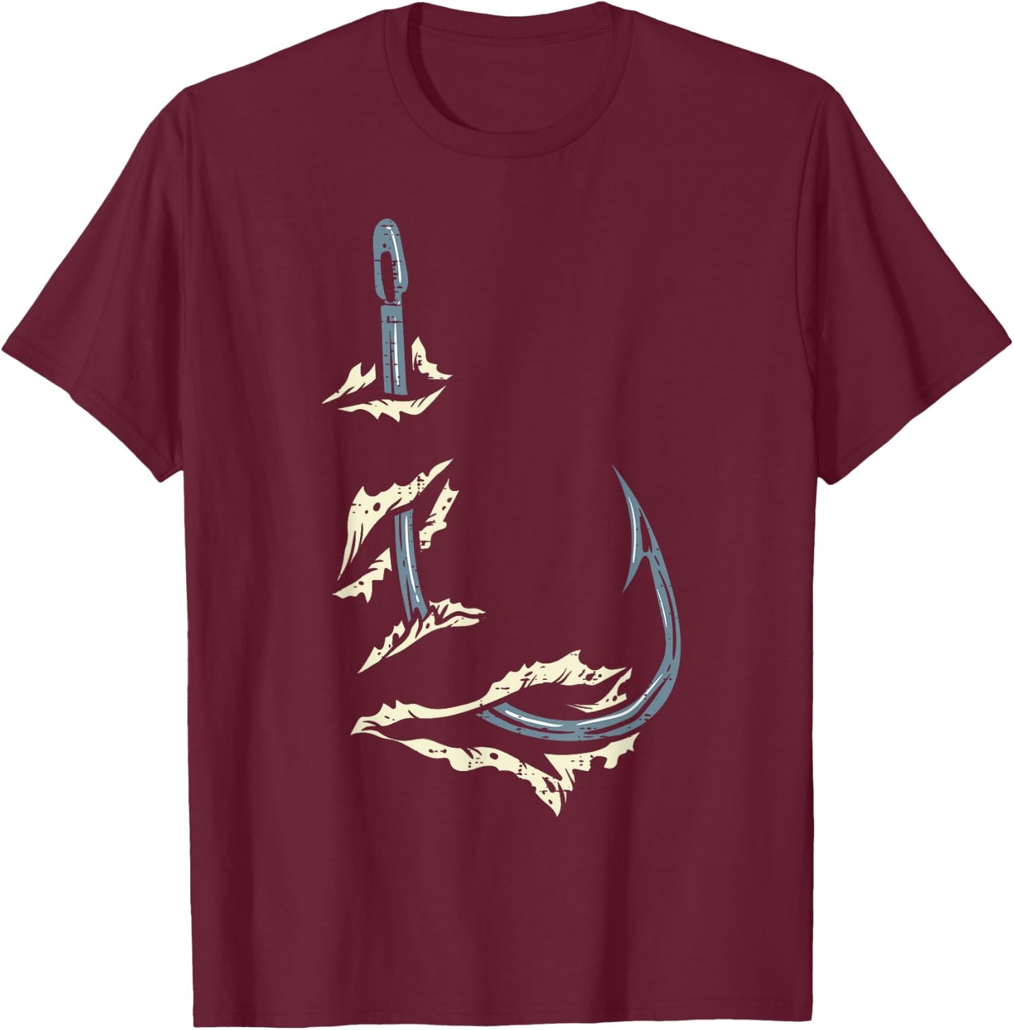Fish Hook Cool Fishing Fisher Fisherman Angler Men Women Dad T-Shirt - T-Shirt | Maroon