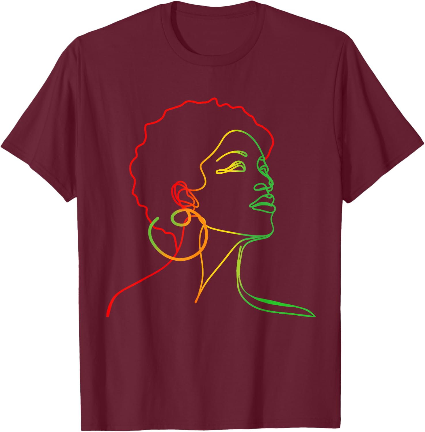 Black Women Juneteenth Face Abstract Art Melanin African T-Shirt - T-Shirt | Maroon