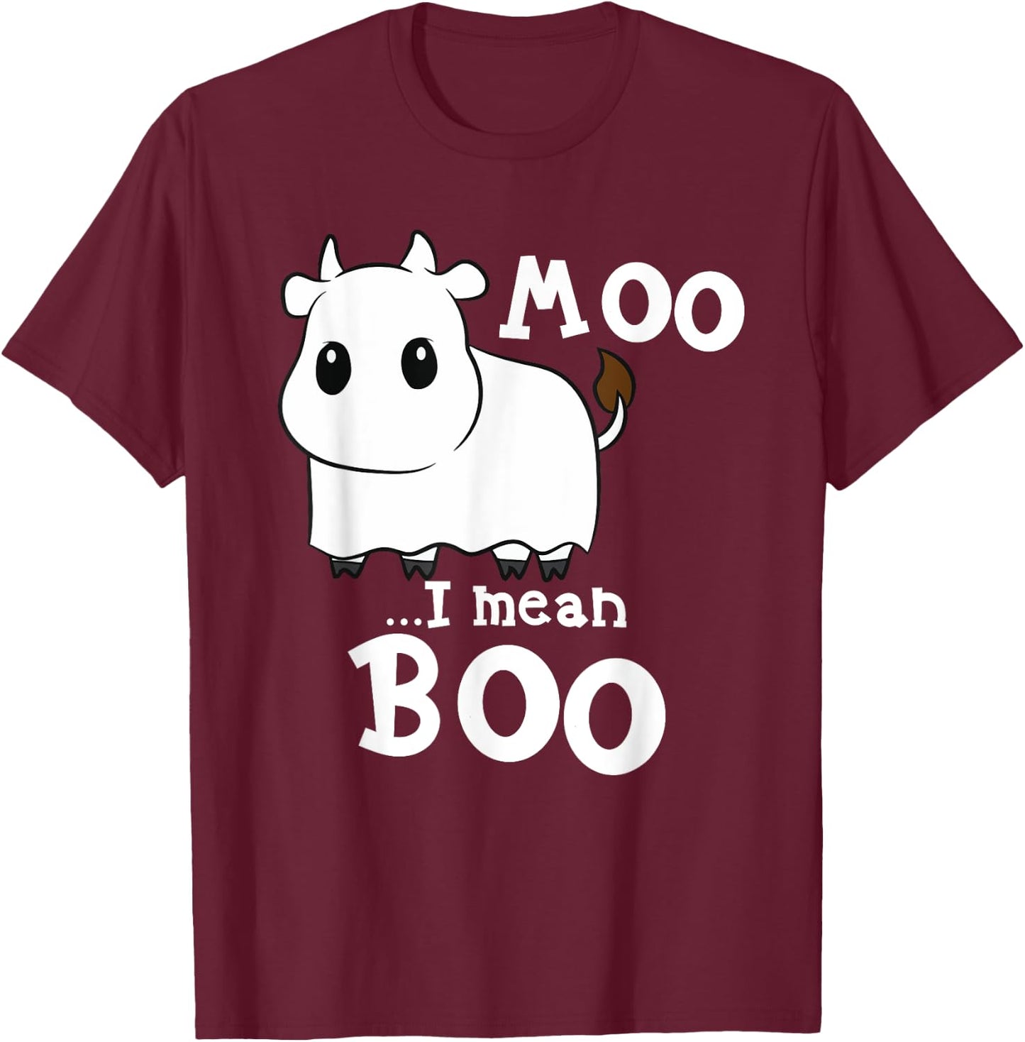 Funny Cow Halloween Costume Cows Boo T-Shirt - T-Shirt | Maroon