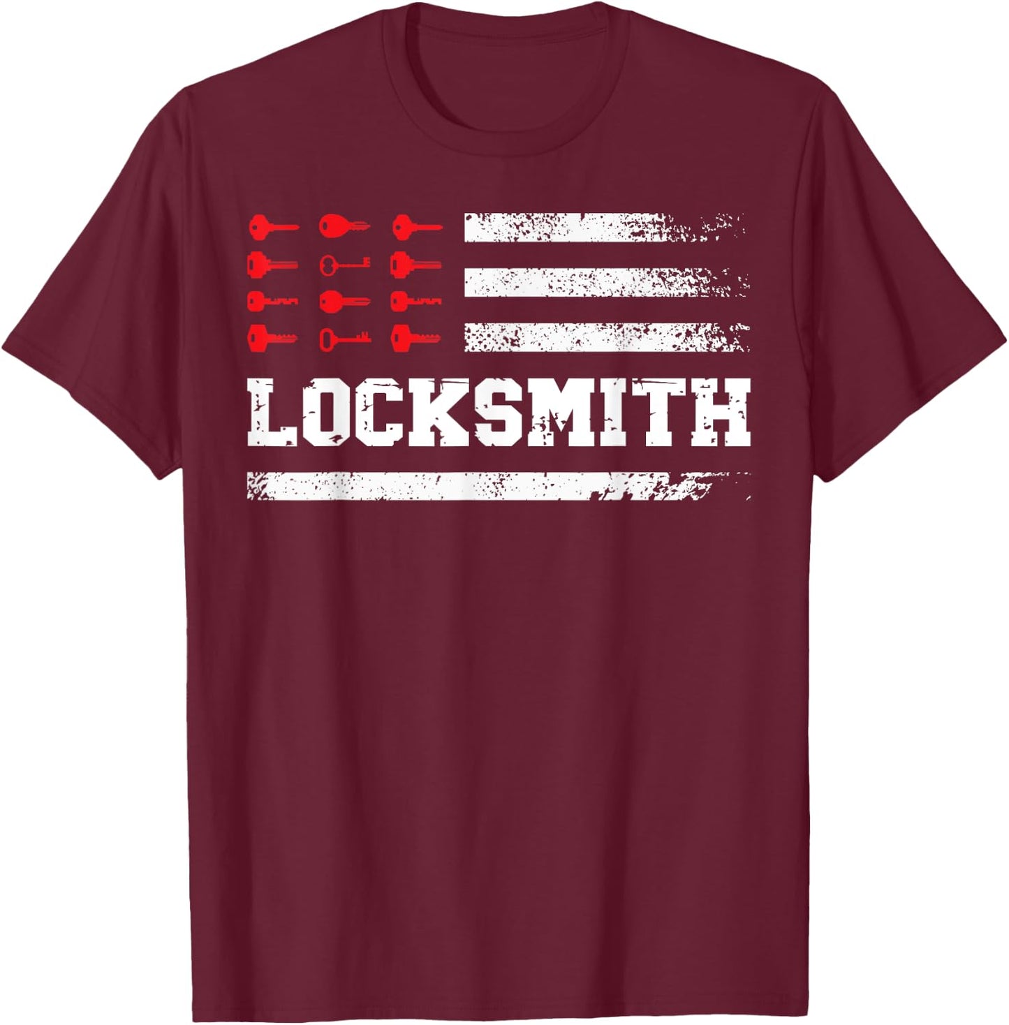 Locksmith US Flag Locksmithing Lock Picker T-Shirt - T-Shirt | Maroon