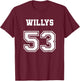 Jersey Style 53 1953 Willys 4x4 Vintage MB Army Truck Car T-Shirt - T-Shirt | Maroon