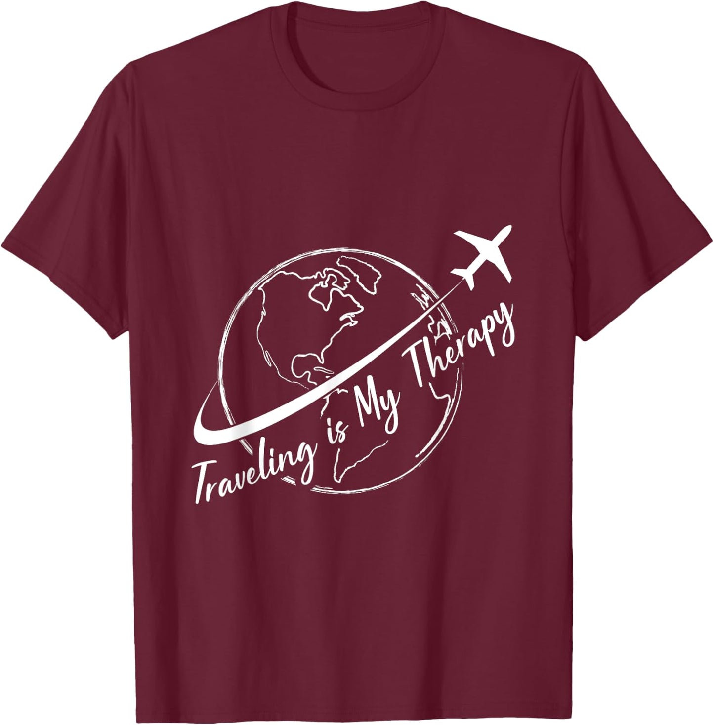 Traveling Lover Travel Cute Traveling Is My Therapy Airplane T-Shirt - T-Shirt | Maroon