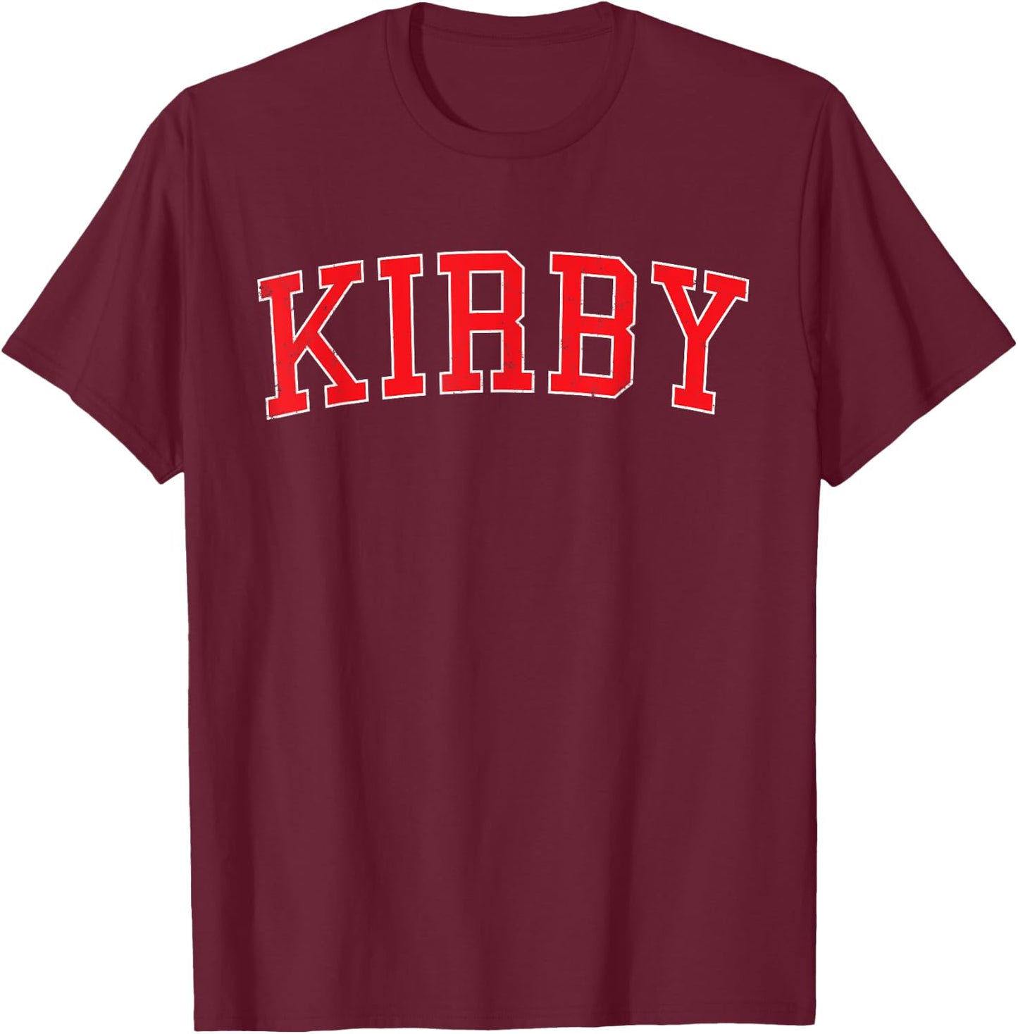 Vintage Kirby TX Distressed Red Varsity Style T-Shirt - T-Shirt | Maroon