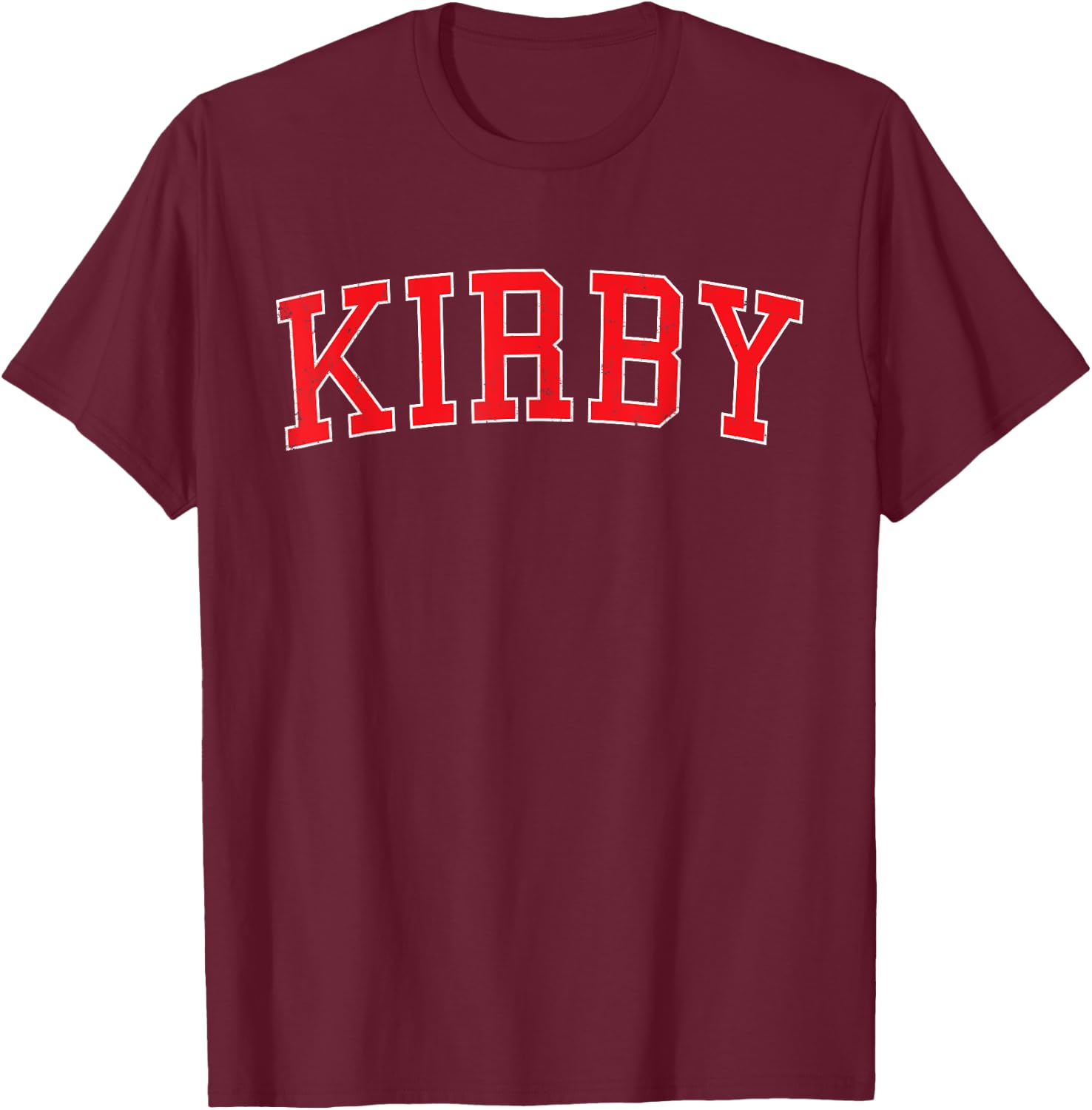 Vintage Kirby TX Distressed Red Varsity Style T-Shirt - T-Shirt | Maroon
