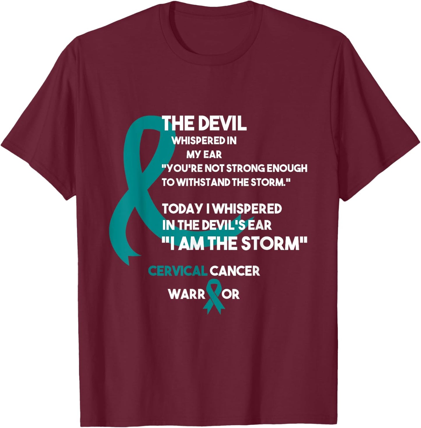 Cancer Fight Supporter Cervical Cancer Awareness T-Shirt - T-Shirt | Maroon