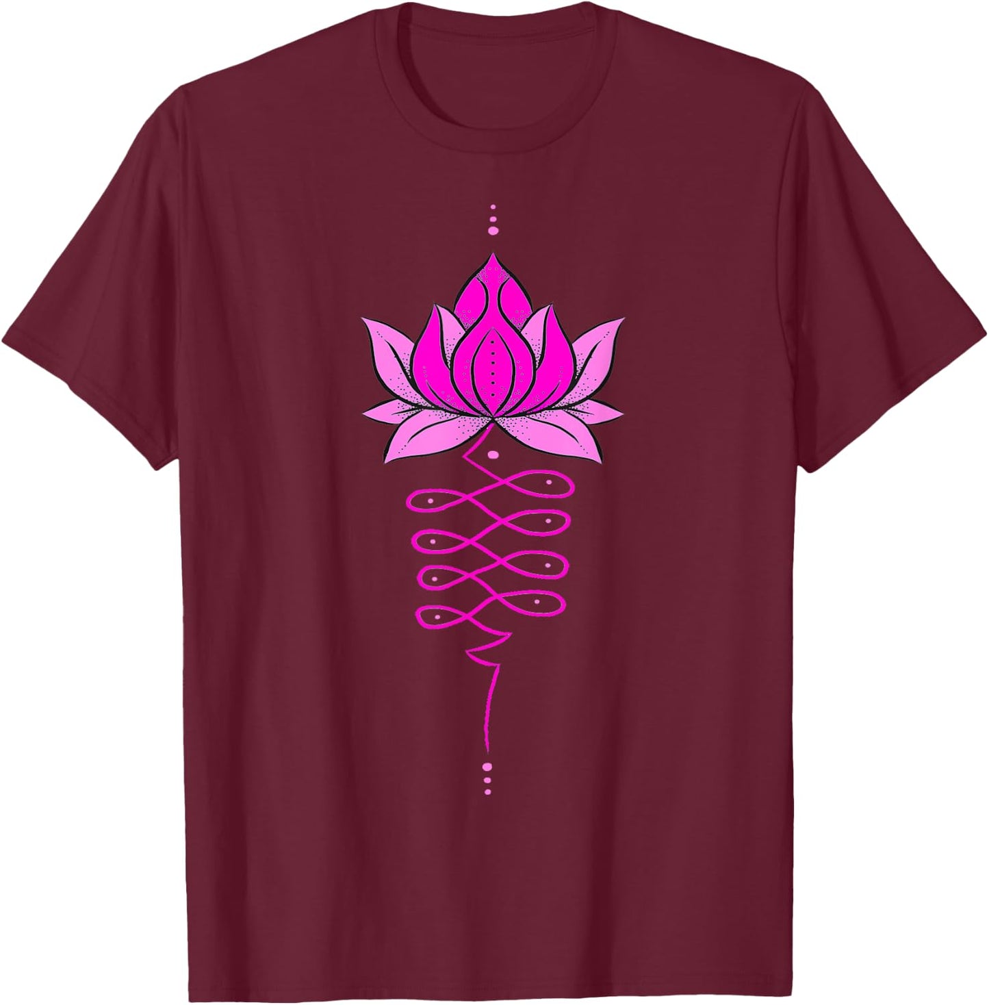 Unalome Lotus Flower Tree Mandala Tattoo Boho Zen Yoga T-Shirt - T-Shirt | Maroon