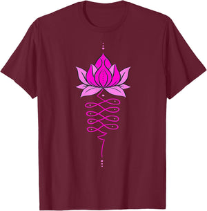 Unalome Lotus Flower Tree Mandala Tattoo Boho Zen Yoga T-Shirt - T-Shirt | Maroon