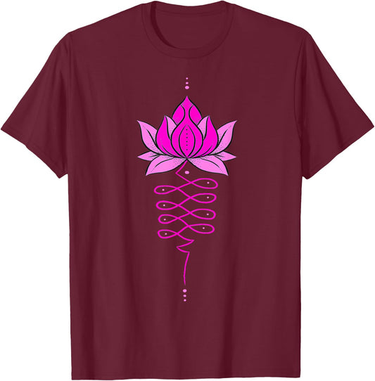 Unalome Lotus Flower Tree Mandala Tattoo Boho Zen Yoga T-Shirt - T-Shirt | Maroon