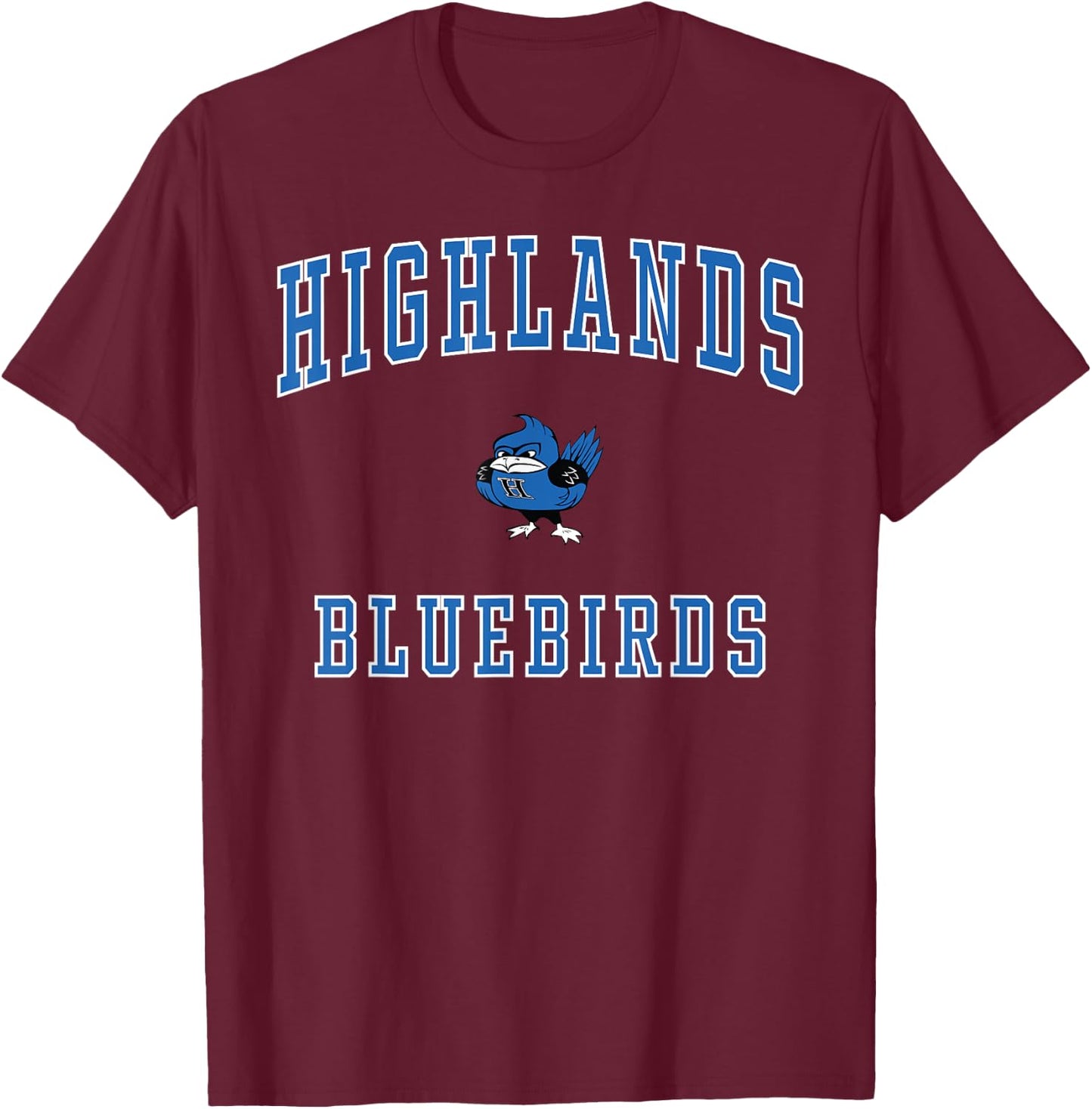Highlands High School Bluebirds T-Shirt - T-Shirt | Maroon