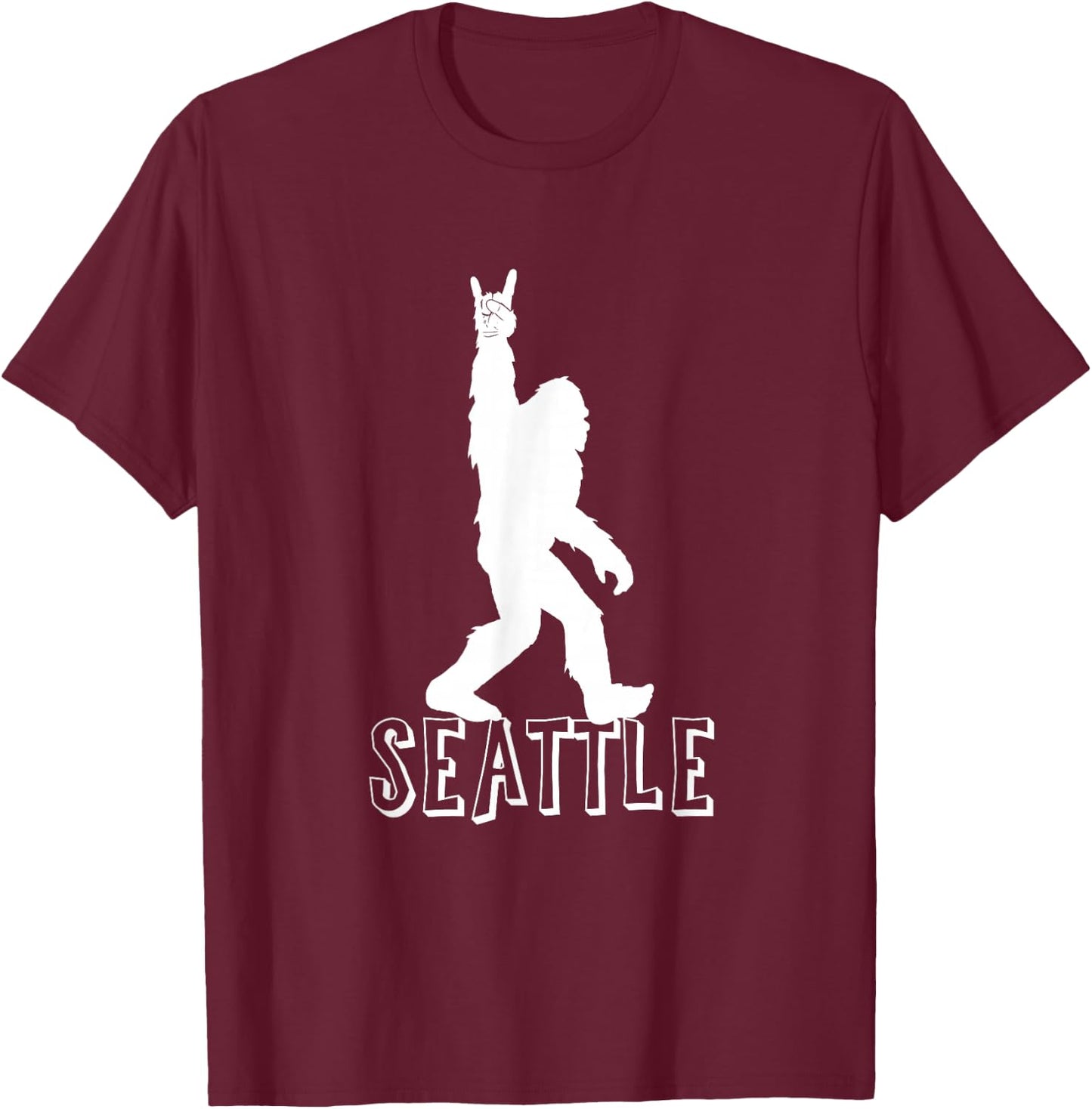 Bigfoot Seattle Washington Grunge Rock and Roll Souvenir T-Shirt - T-Shirt | Maroon