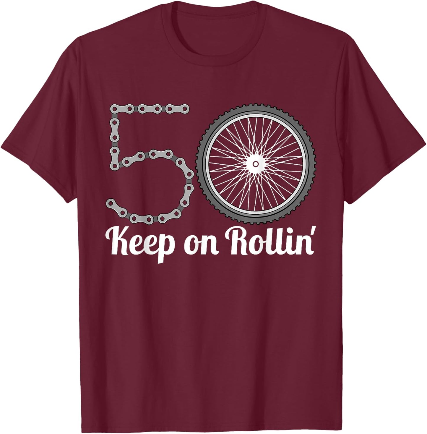 50th Birthday Present Cyclist Bicycle Rider T-Shirt - T-Shirt | Maroon