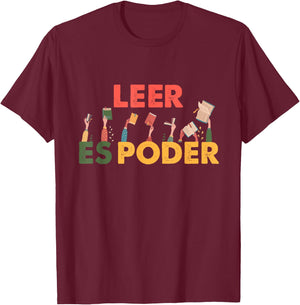 Spanish Reading Book Lover Teacher Maestra Leer Es Poder Women T-Shirt - T-Shirt | Maroon