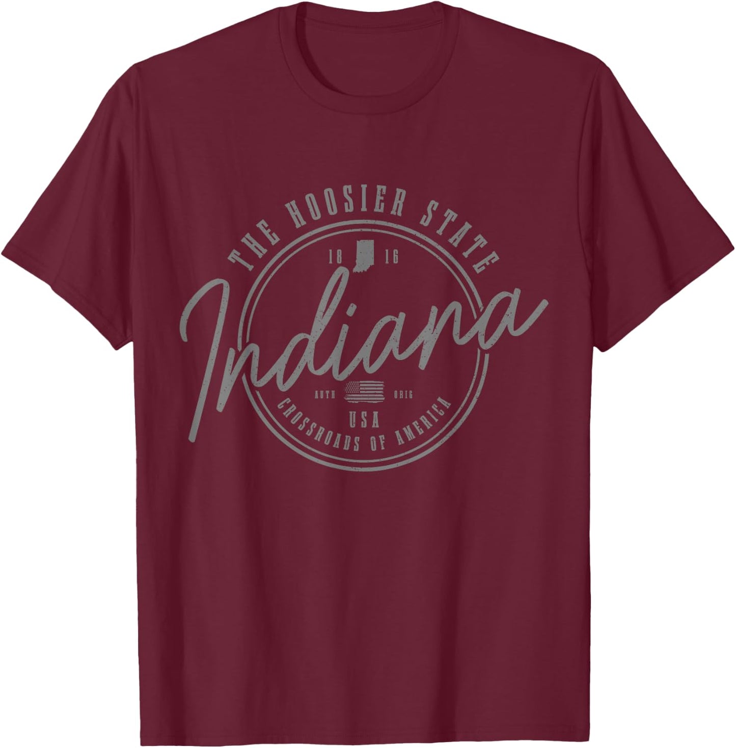 Indiana The Hoosier State Est. 1816 Patriotic Pride Indiana T-Shirt - T-Shirt | Maroon