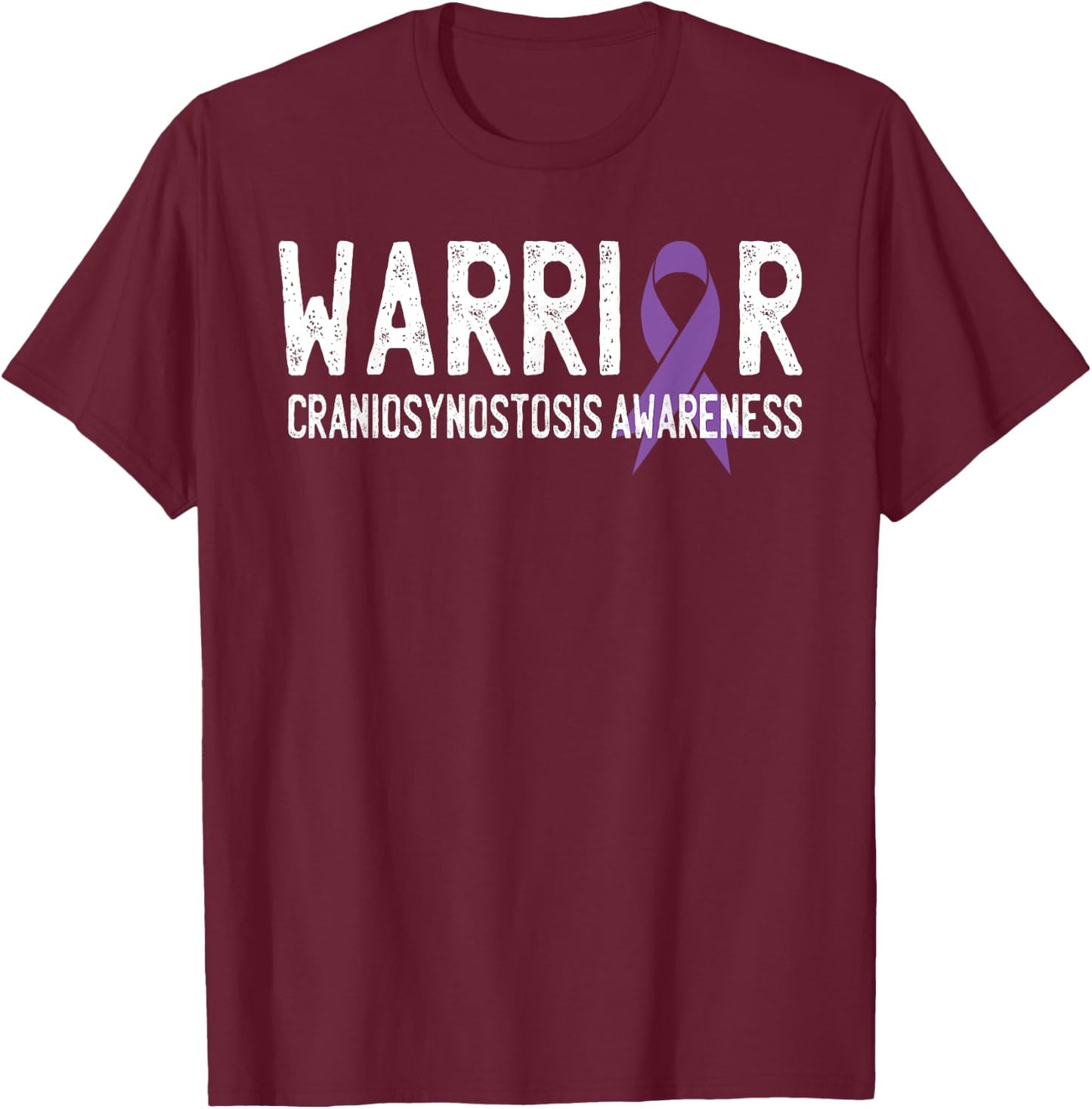 Warrior Craniosynostosis CSO Awareness Purple Ribbon Support T-Shirt - T-Shirt | Maroon